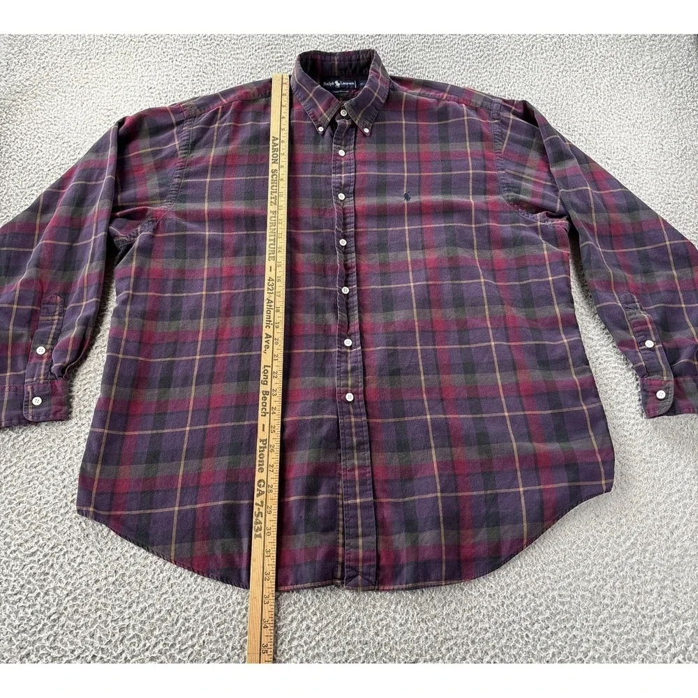 Vintage Polo Ralph Lauren Shirt Mens XL‎ Preppy Classic Fit Purple Plaid